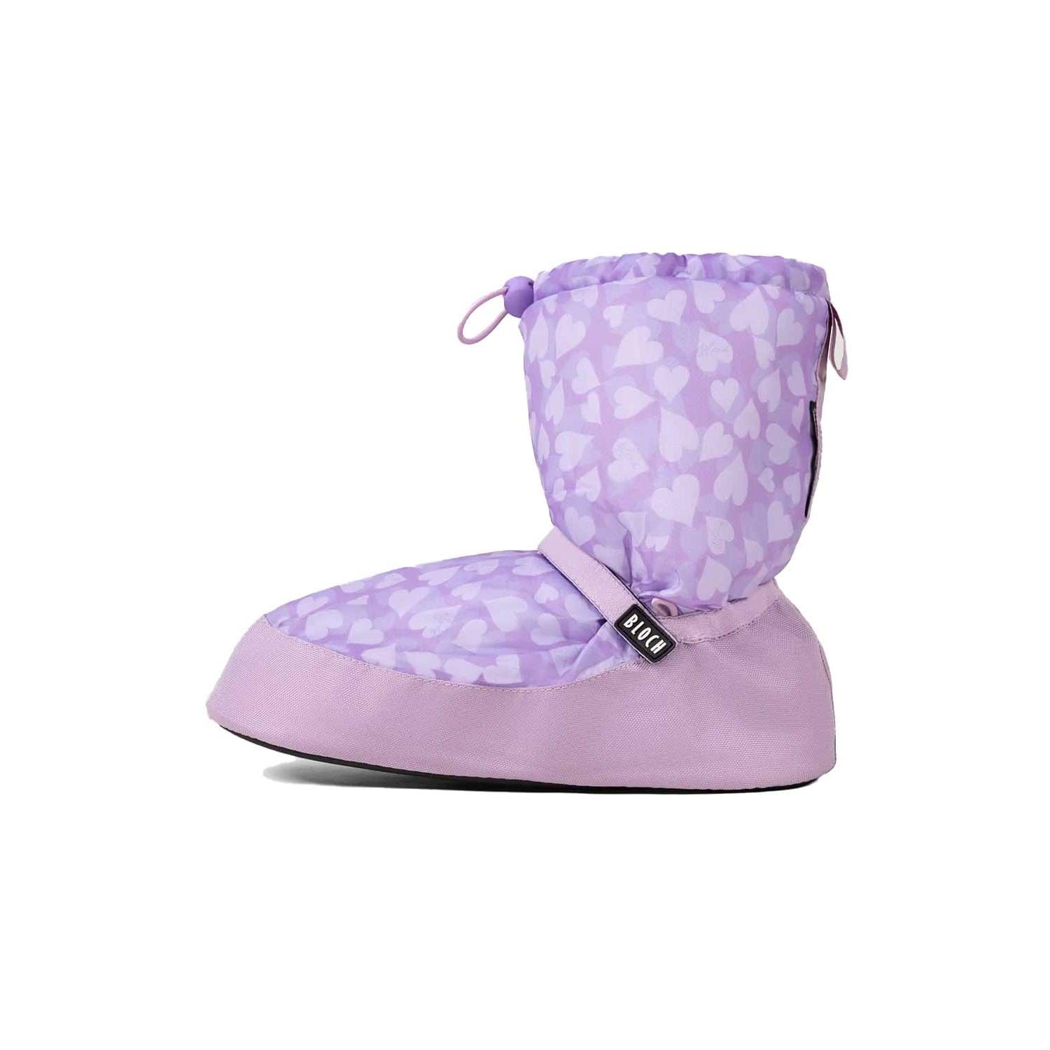 Bloch IM009K Kids Warm Up Printed Booties Lilac Hearts