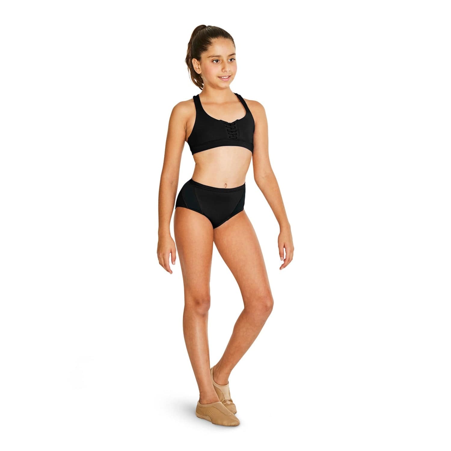 Bloch FR5126C Panelled Brief - Black & Turquoise - Size 10 By Bloch Canada -