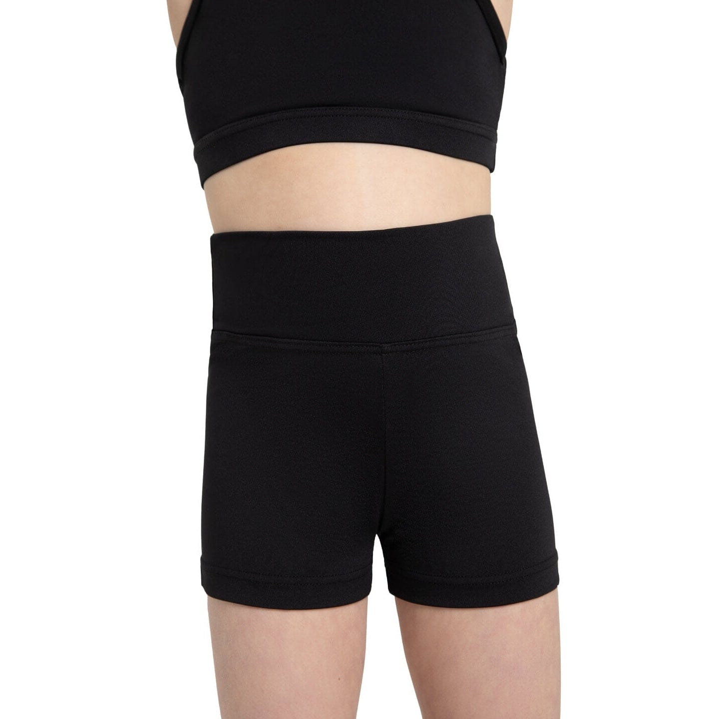 Capezio TB131C High Waist Dance Shorts - Child Sizes By Capezio Canada - Child Medium (8-10) / Black