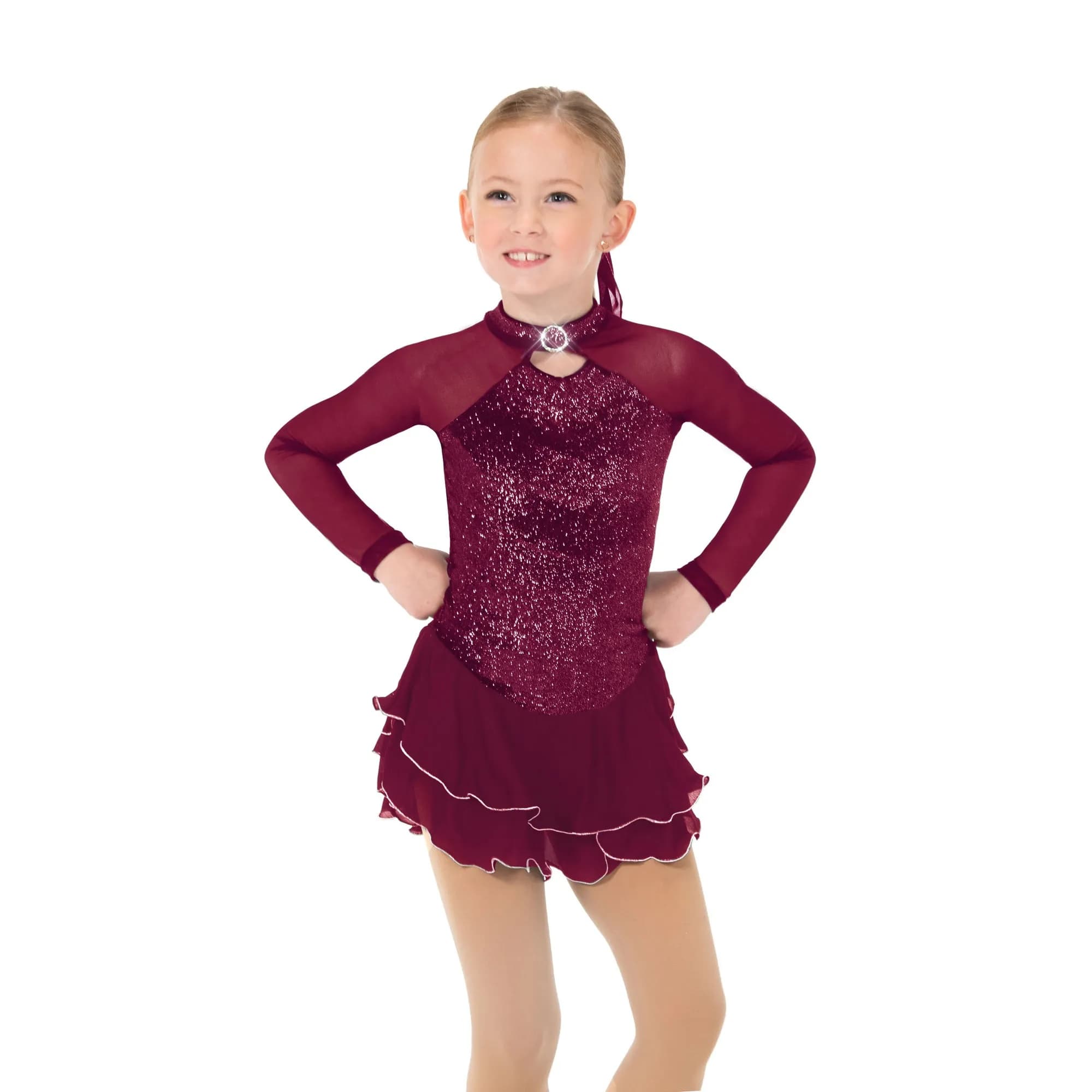 Jerry's 645 Dark Wine Shimmer Figure Skating Dress - Girls By Jerry's Canada -