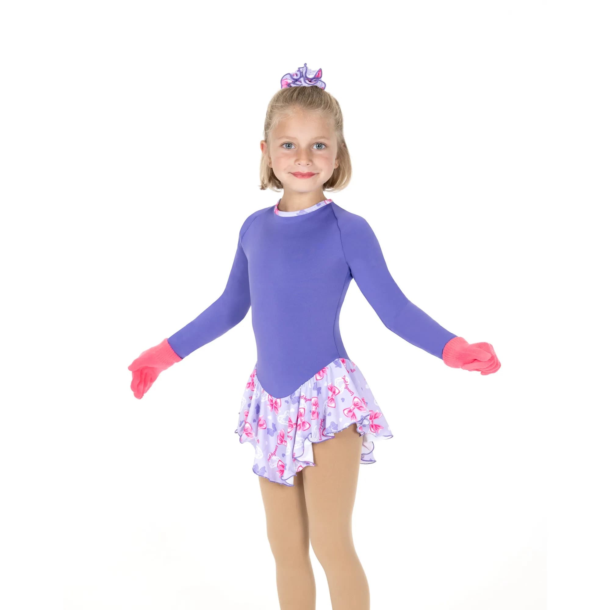 Jerry's 691 Purple Bows Happy Fleece Figure Skating Dress - Girls By Jerry's Canada - 6-8 / Purple Bows