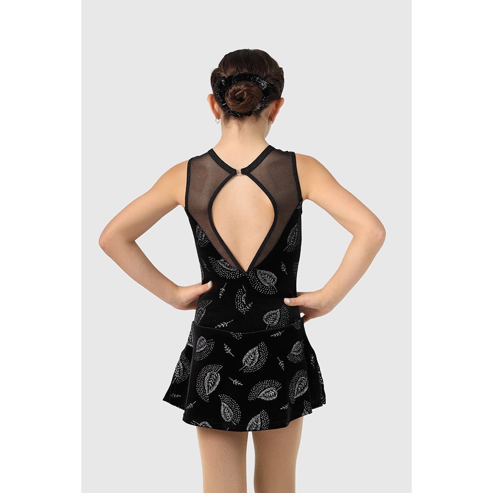 Mondor 12935 Glitter Velvet Figure Skating Dress - Girls By Mondor Canada - 10-12 / Leaves (F3)