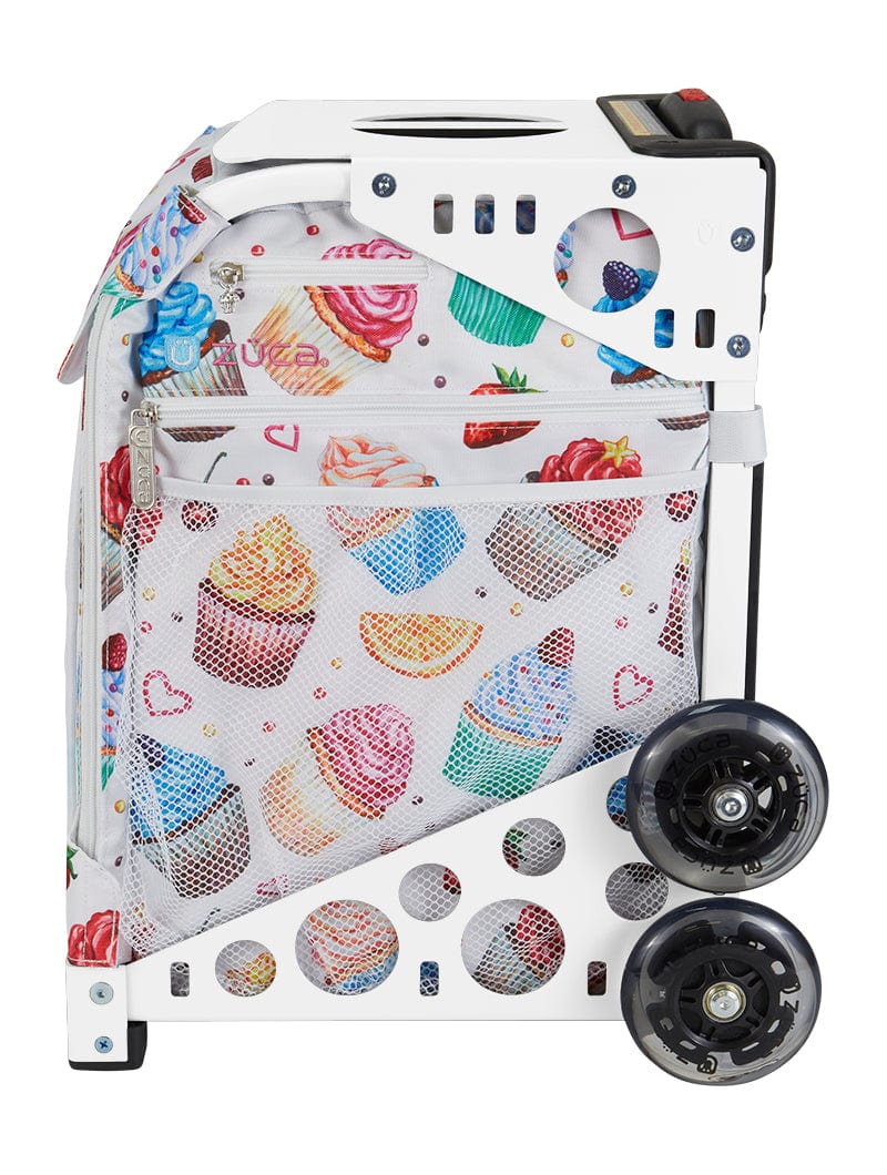 Proile view of the white ZUCA Skating Bag - Sport Insert - Sweet Life - Frame Sold Separately shown in white.