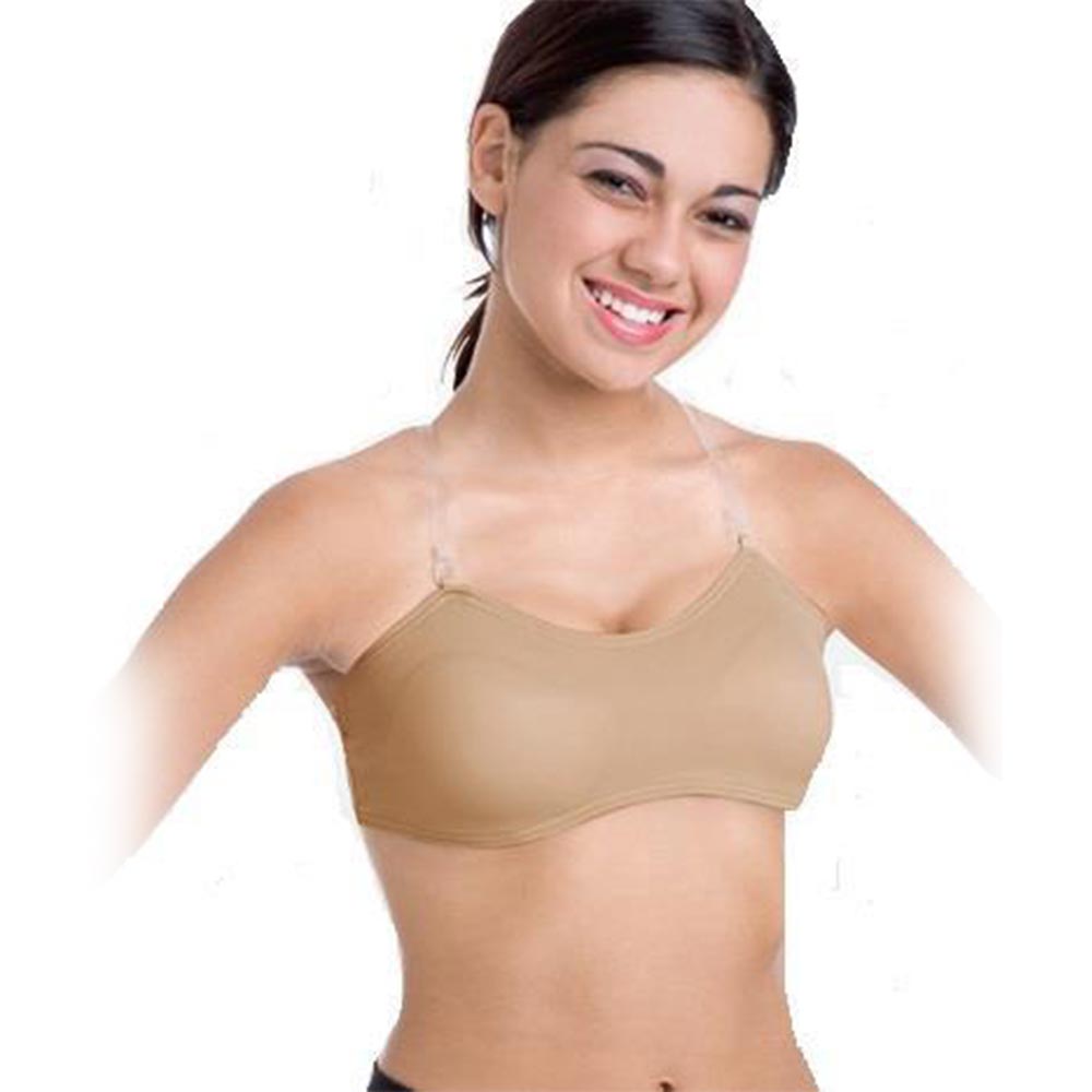 Body Wrappers Nude Dance Bra Padded Bandeau with Clear Straps