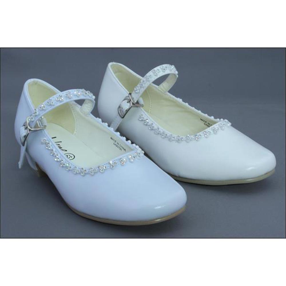 Jolene Rhinestone Floral Buckle Girl's Dress Shoe