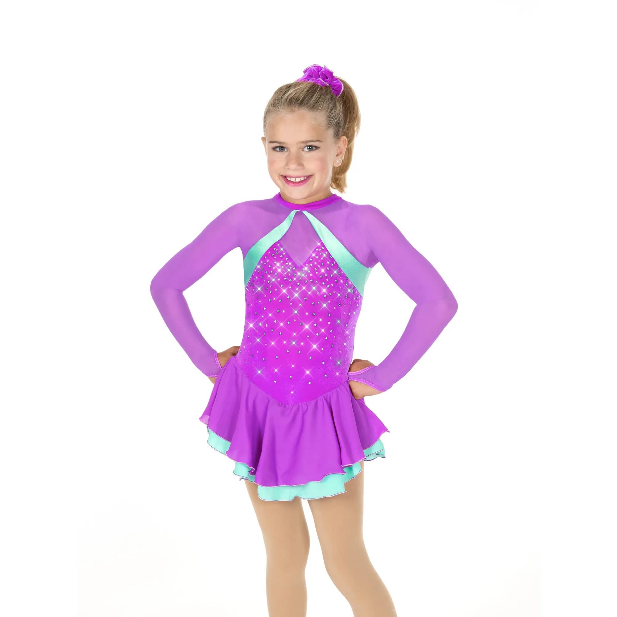 Aurora Ice AJ350 Dazzle Duo Dress Orchid/Aqua - Girls By Aurora Ice Canada -