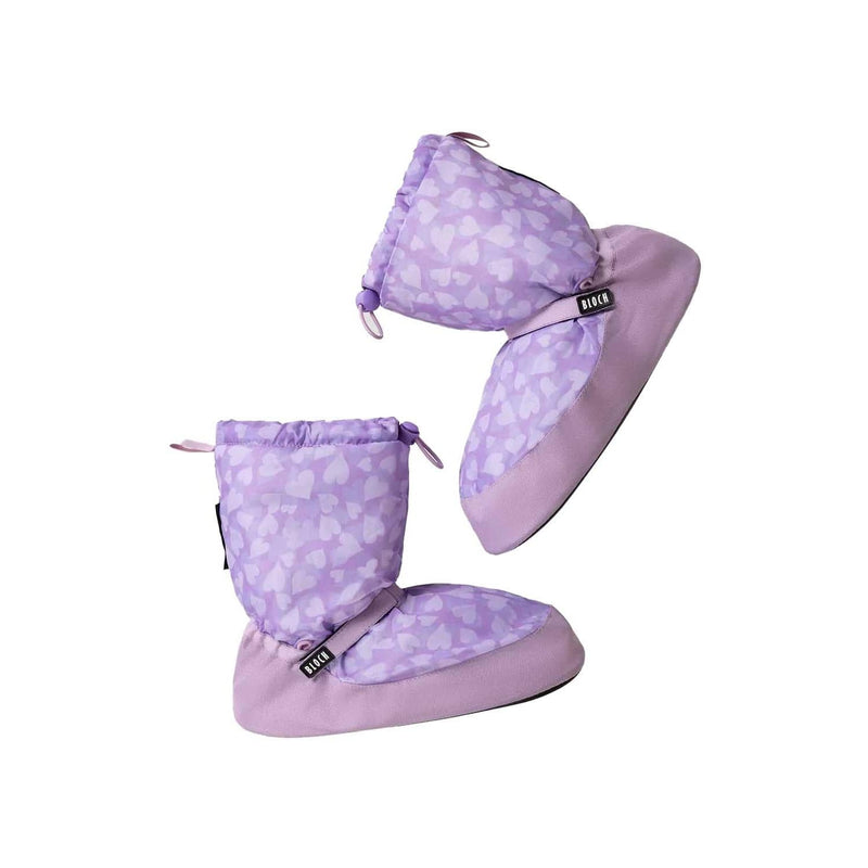 Bloch IM009K Kids Warm Up Printed Booties - Lilac Hearts By Bloch Canada -
