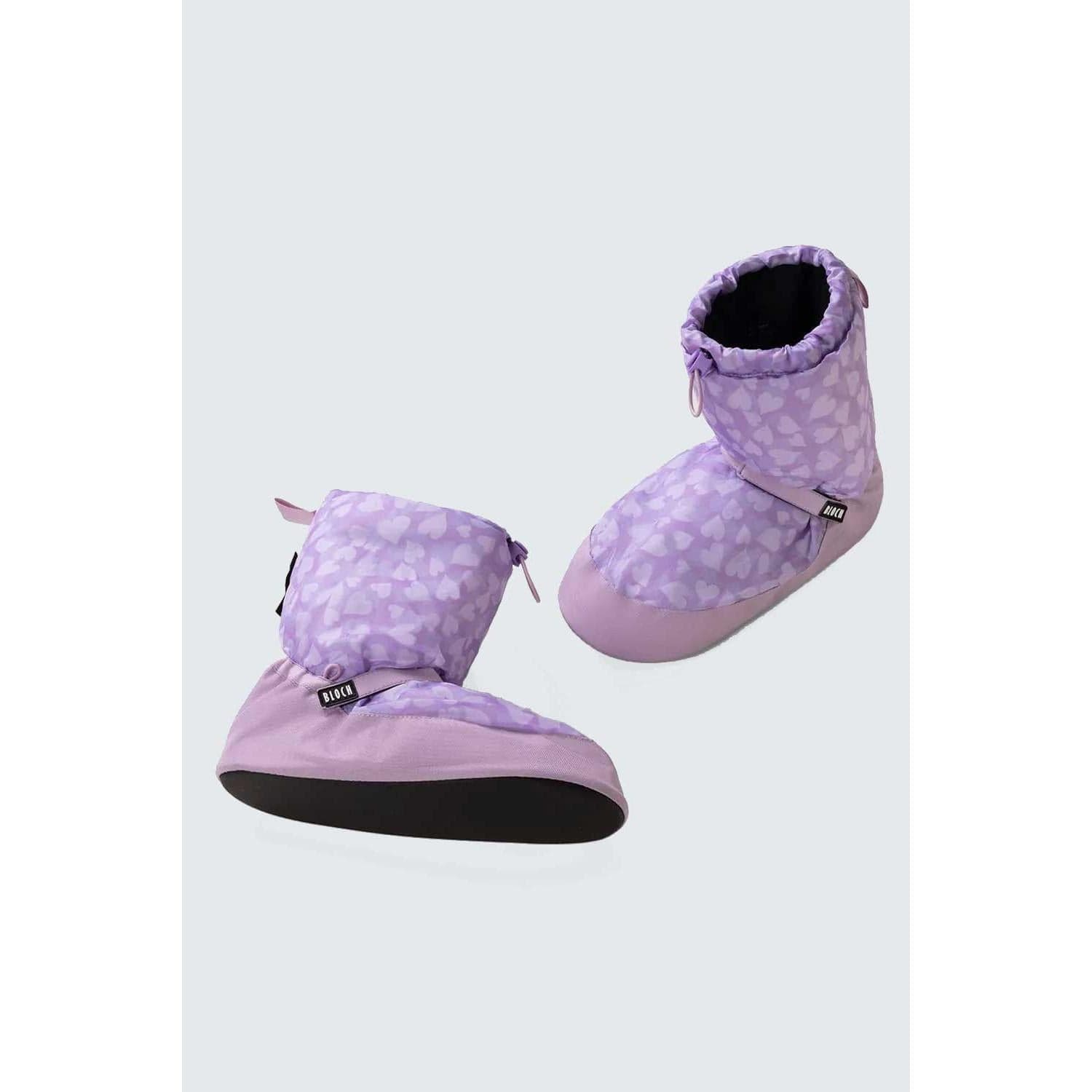 Bloch IM009K Kids Warm Up Printed Booties - Lilac Hearts By Bloch Canada -