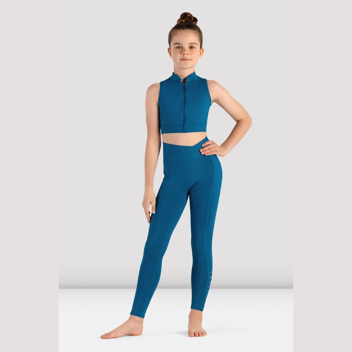 Bloch CZ8465 Zip Front Crop Top - Child By Bloch Canada - 10 / Peacock