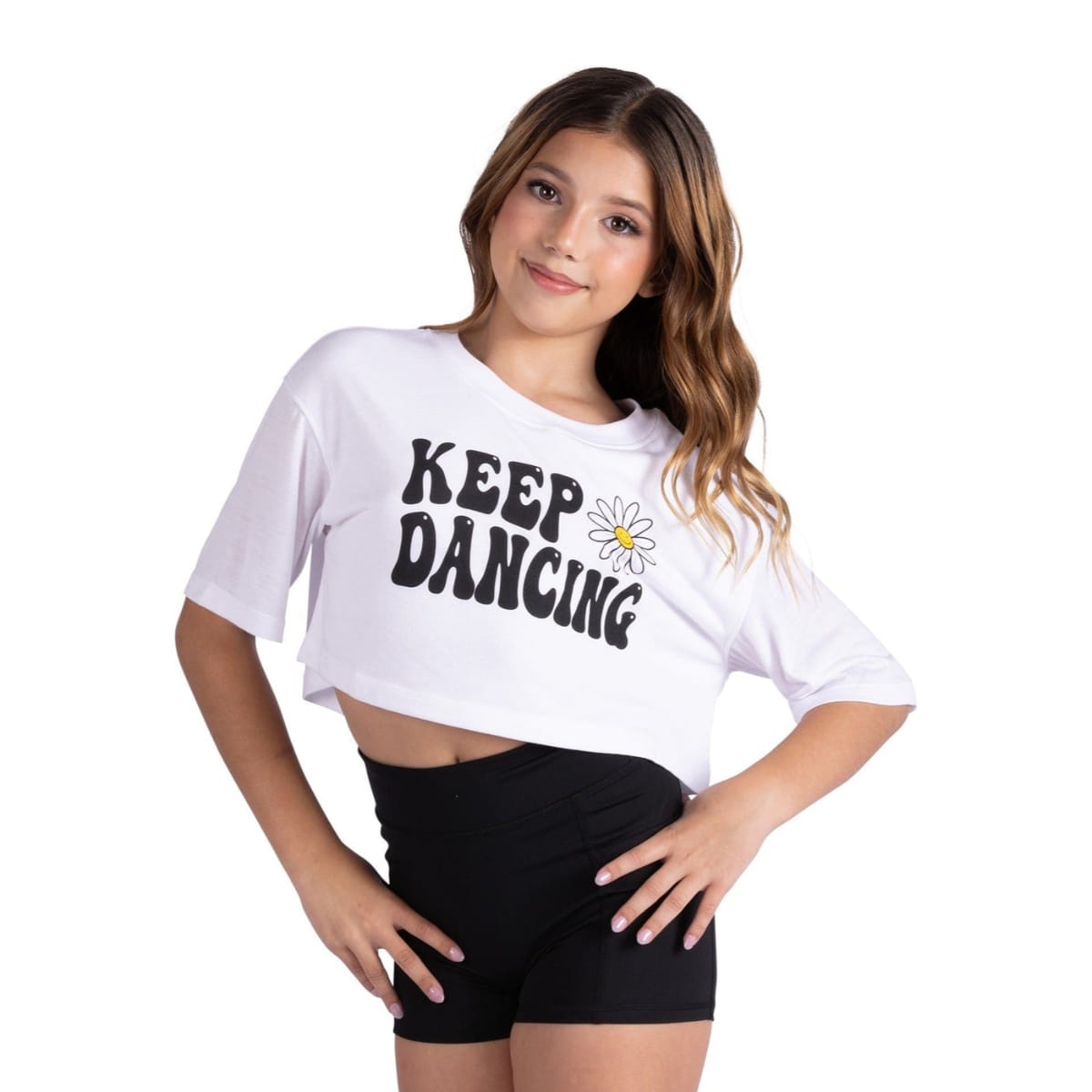 Danshuz 26314C White Crop Tee - Girls By Danshuz Canada -