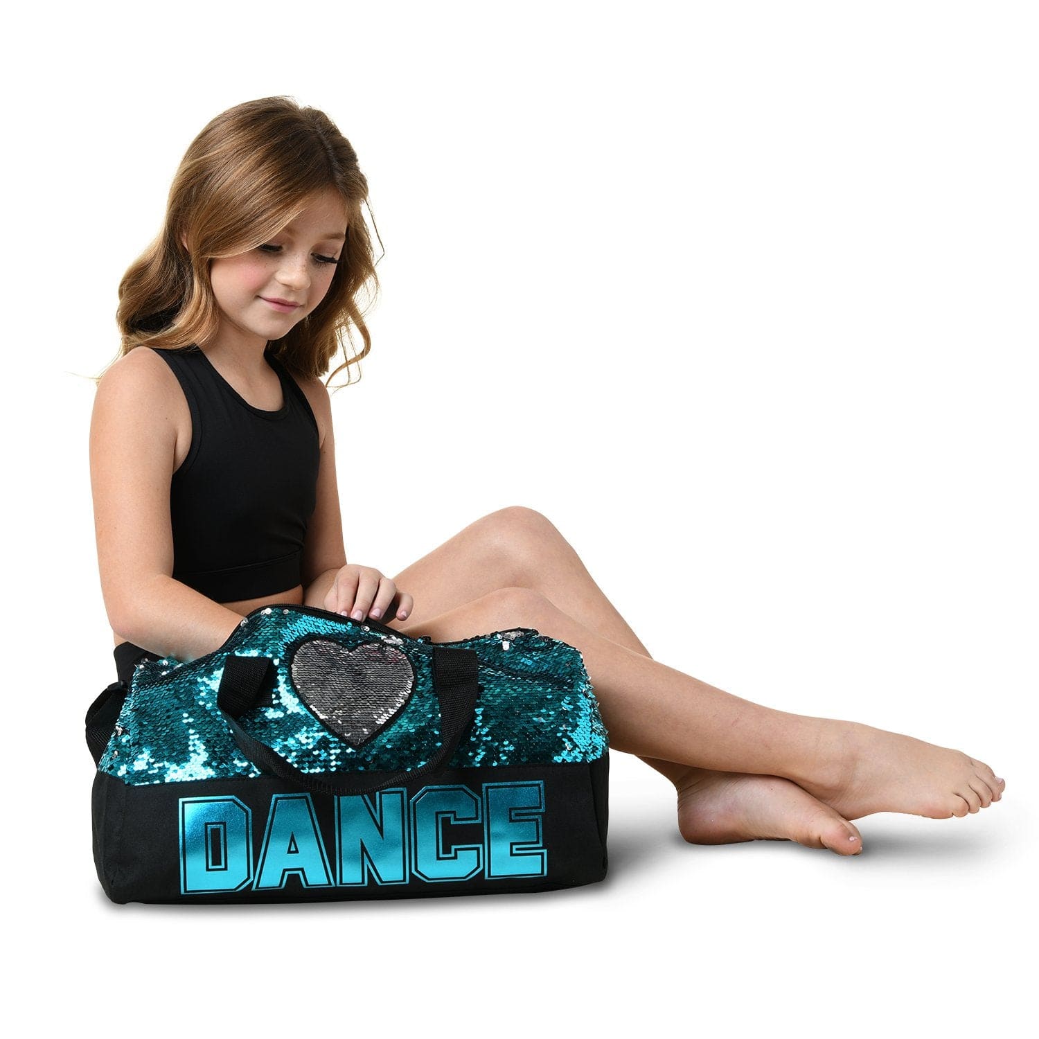 Danshuz B842 Dance Sequin Heart Duffel - Turquoise By Danshuz Canada -
