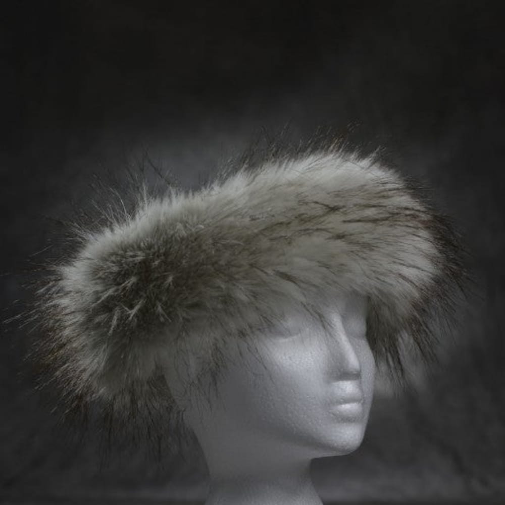 Ice Halo Faux Fur Headband - Silver Grey Wolf