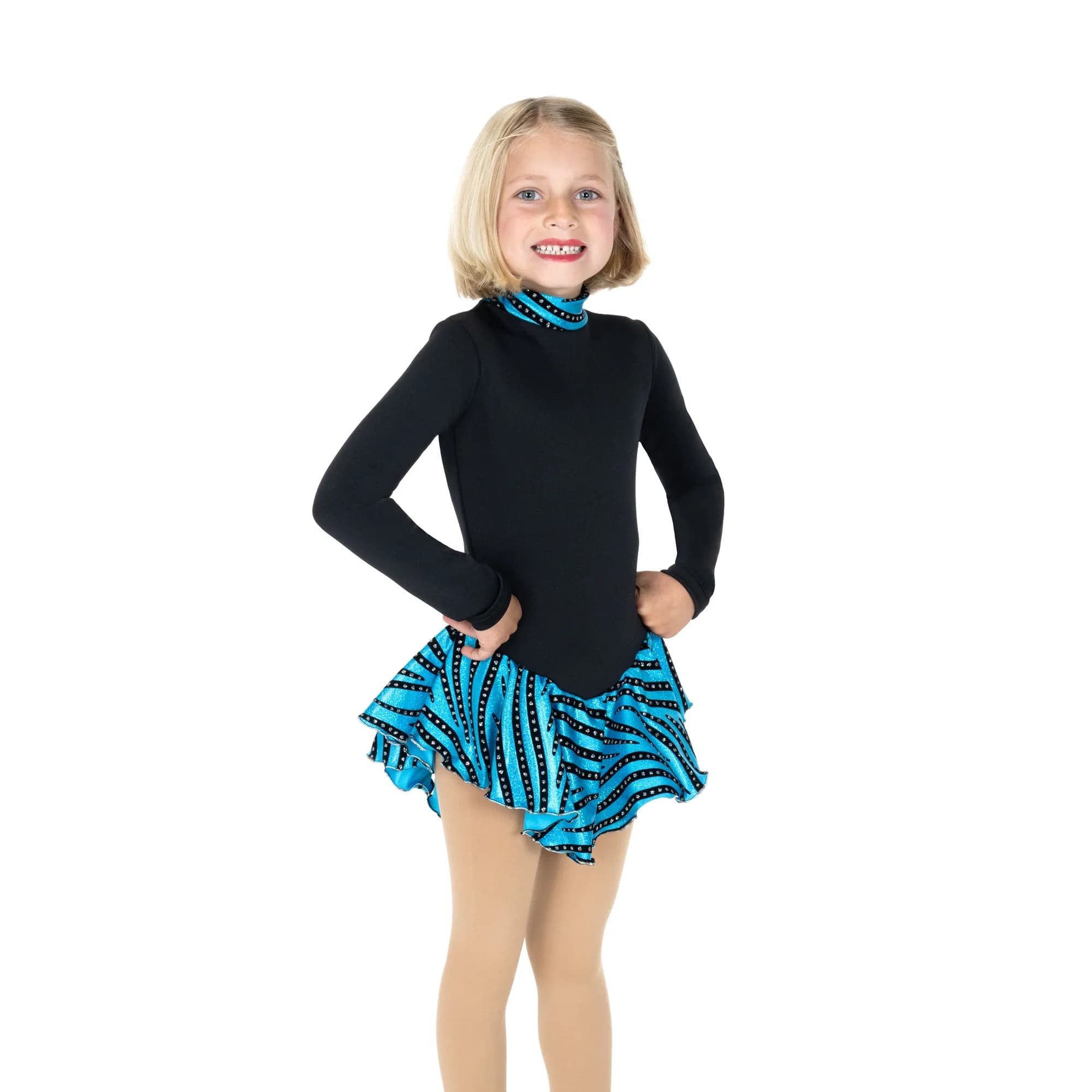 Jerry's 698 Turquoise Tiger Fleece Figure Skating Dress - Girls By Jerry's Canada - 8-10 / Turquoise