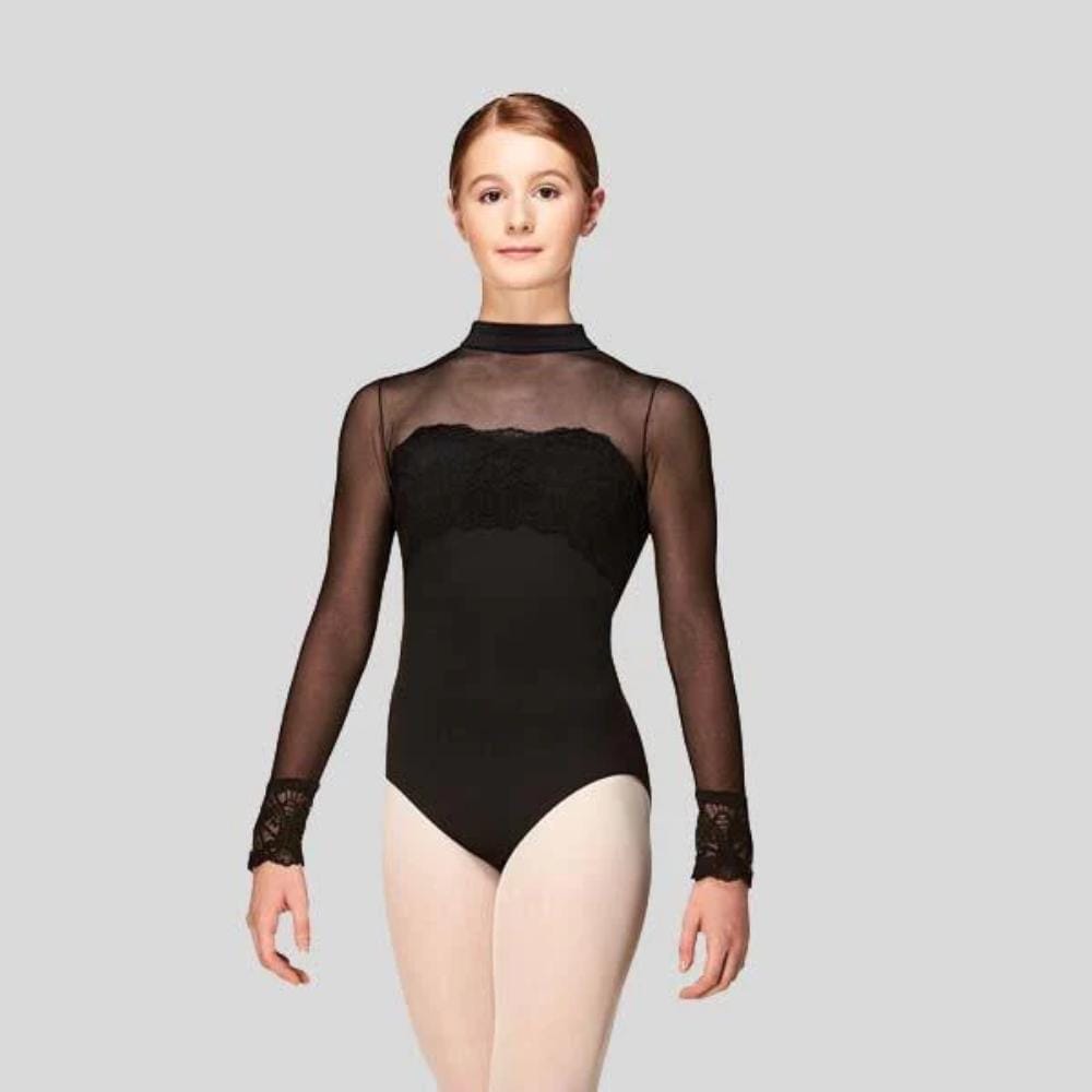 Mondor 3645 Mesh Long Sleeve Leotard - Adult By Mondor Canada - Small / Black