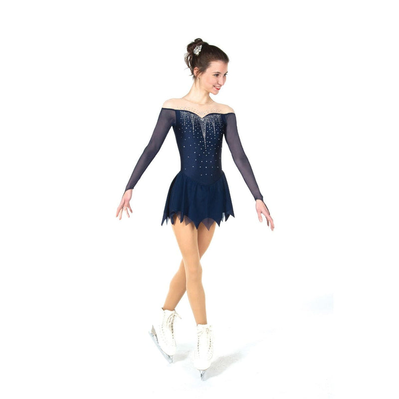 Solitaire 23023R Icicle Hem Figure Skating Dress - Adult By Solitaire Skatewear Canada - L. ME / Navy