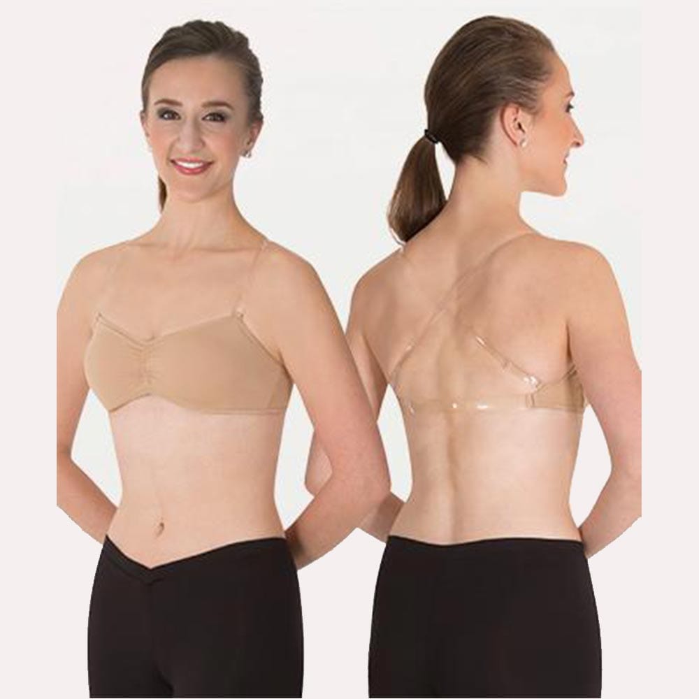 Body Wrappers Nude Padded Dance Bra Clear Straps Style 292