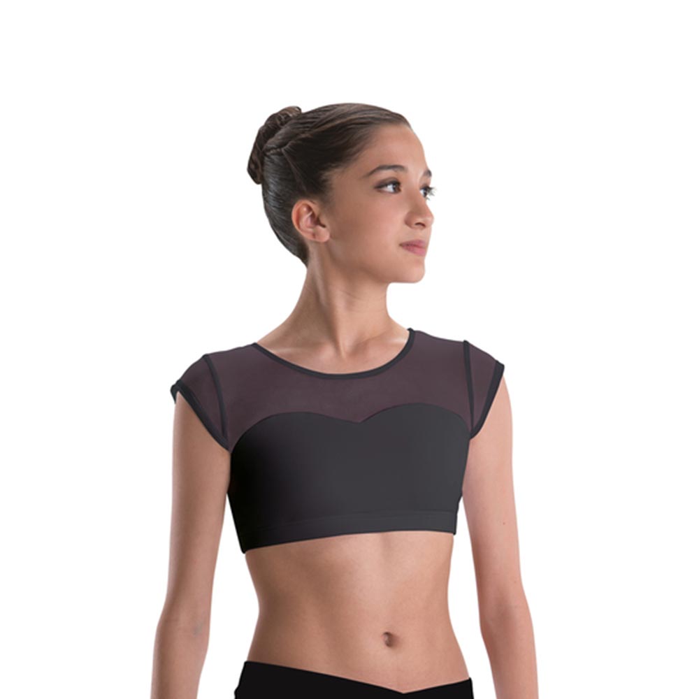 Motionwear 3773 Dance Crop Top - ADULT By Motionwear Inc. Canada - Adult Medium / 823 Black Mesh