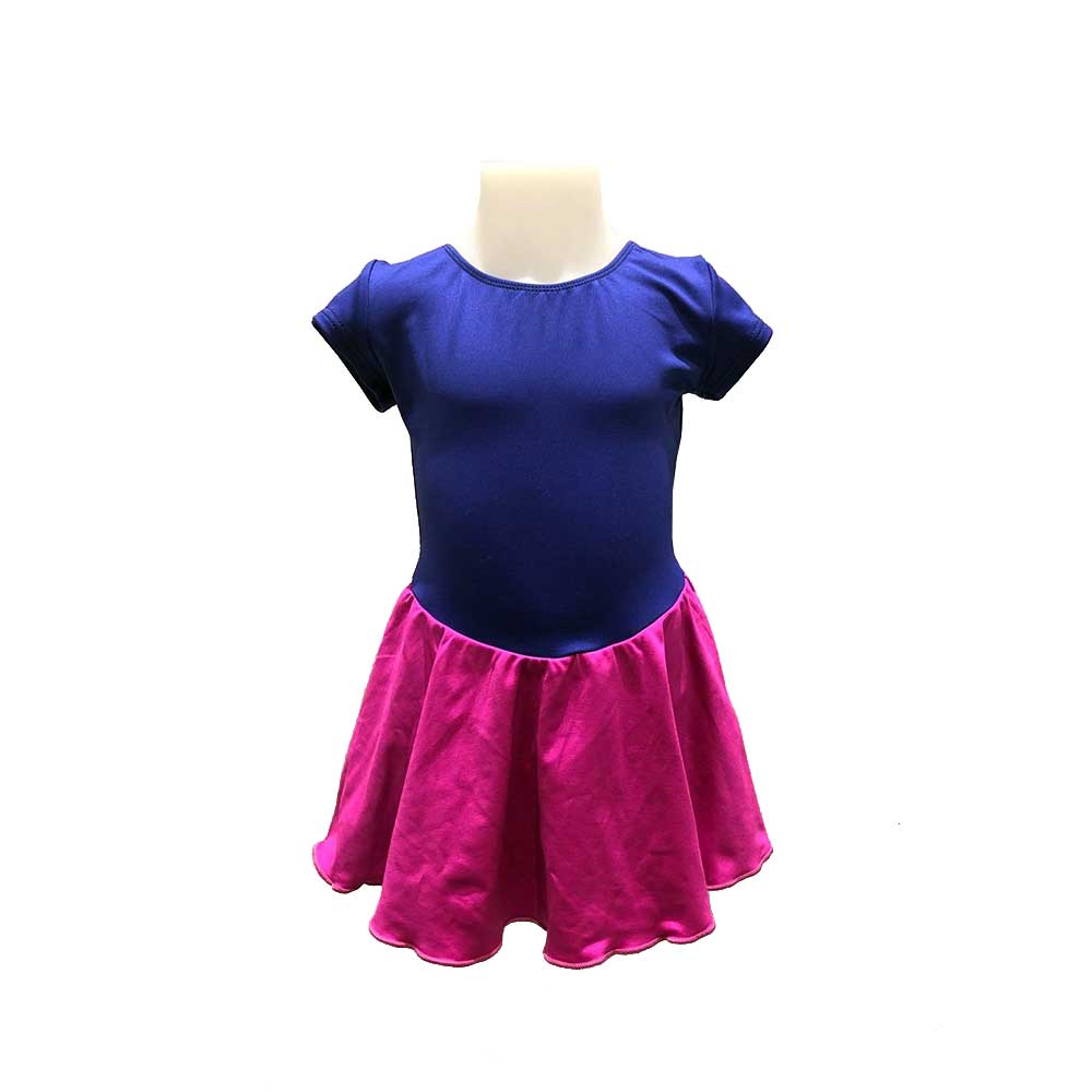 Motionwear 4370 Paula Davey Bow Back Dance Dress - KIDS - Concord Blue & Fuschia By Motionwear Inc. Canada -