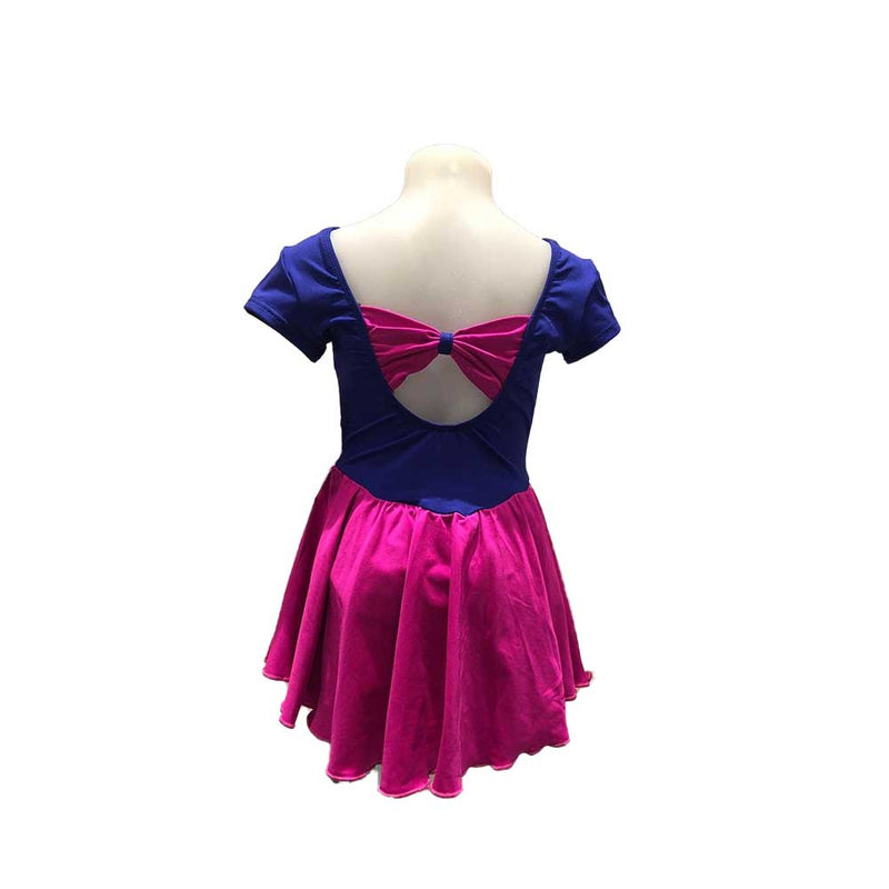 Motionwear 4370 Paula Davey Bow Back Dance Dress - KIDS - Concord Blue & Fuschia By Motionwear Inc. Canada -