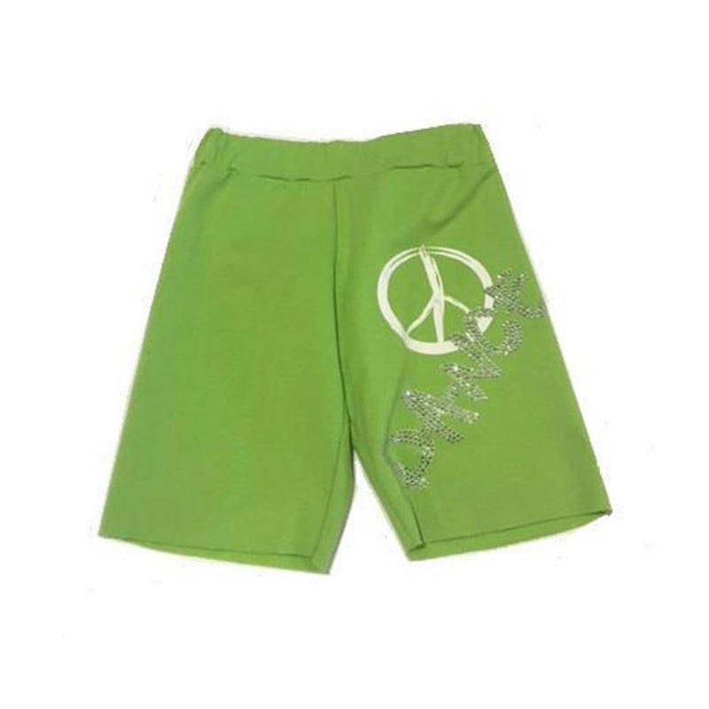 Tia's 22-303 Sweatpant 'Peace' Cutoffs with rhinestones | Adult X-Small By Tia's Canada - AXS / Lime - White