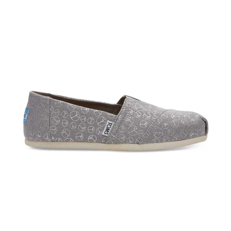 Toms Classic Shoes - Silver Glimmer or Peace Foil - Youth Sizes By Toms Canada - 4 / Grey Foil Peace