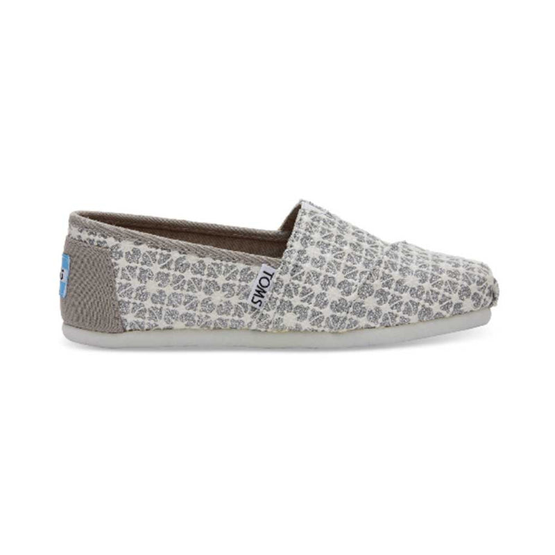 Toms Classic Shoes - Silver Glimmer or Peace Foil - Youth Sizes By Toms Canada - 5 / Silver Lace Glimmer