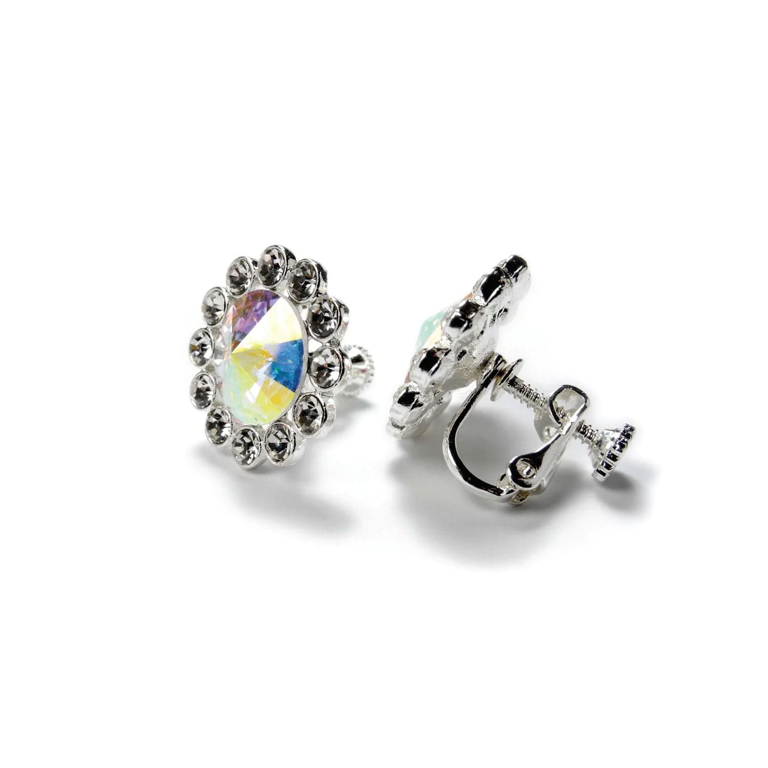 FH2 Flower Stud Earrings - Swarovski AB - Clip-On By FH2 Canada -