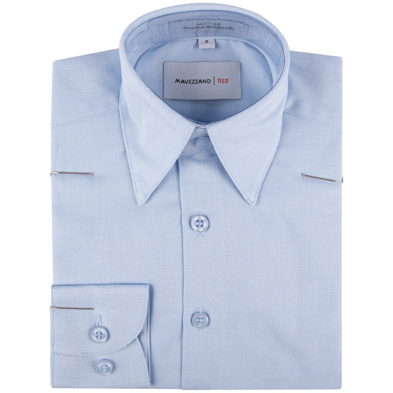 Mavezzano Boy's Twill Weave Long Sleeve Shirt By Jolene Canada Canada - 7 / Blue