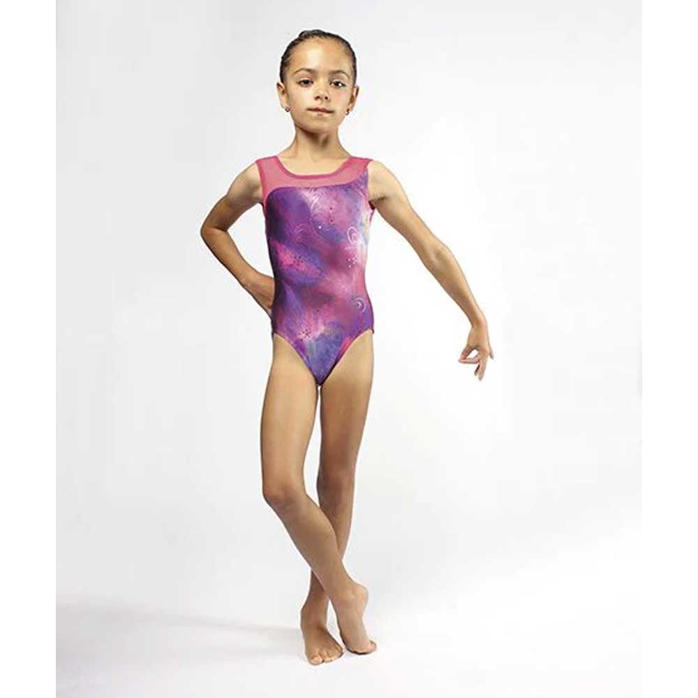 Mondor 27814 Gymsuit with Mesh In Neon Pop Print - Youth By Mondor Canada -